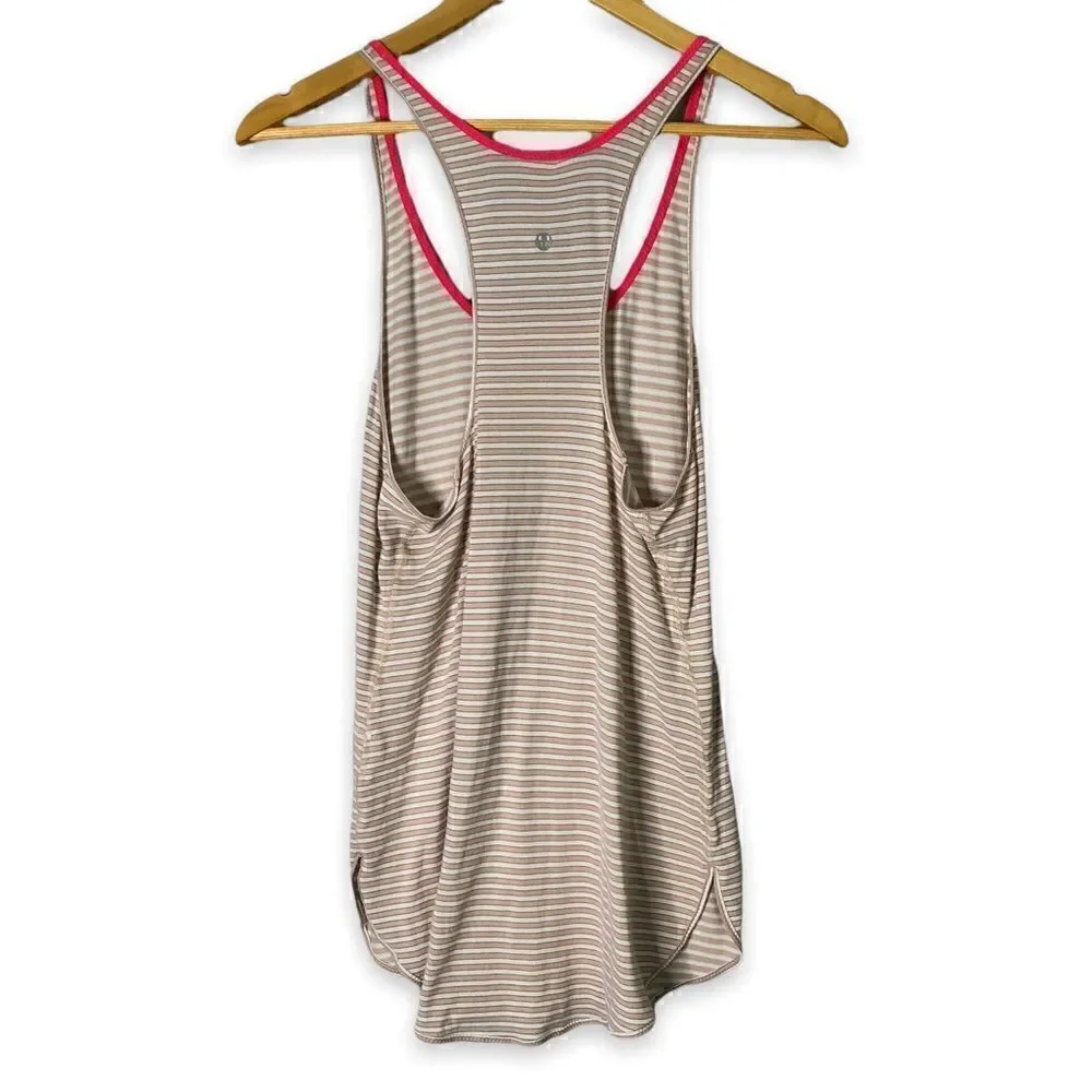 Lululemon What The Sport Singlet Silver Stripe White Naked Tank Top